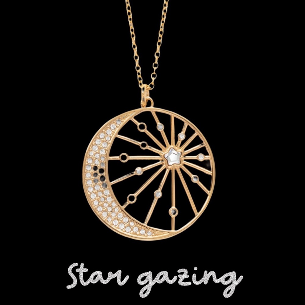 Touchstone Crystal by Swarovski COSMIC GLOW golden necklace BNIB star gaze bling